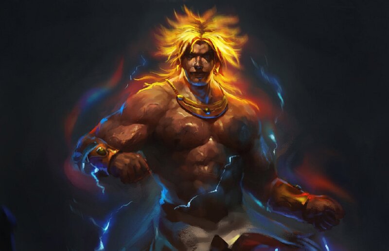 Muscular Man with Glowing Hair