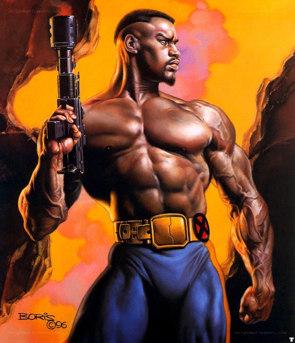 muscular man with gun