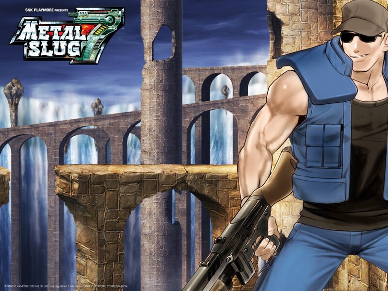 Muscular Man with Gun — Blue