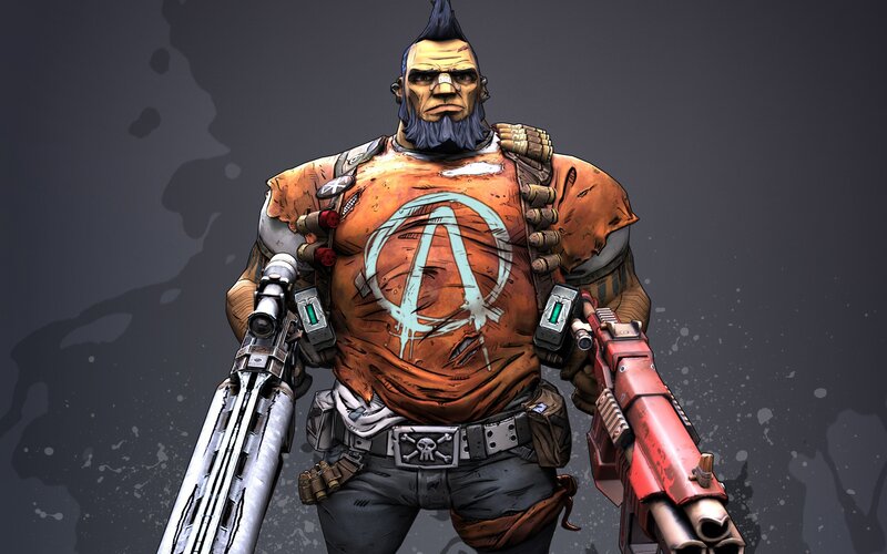 Muscular Man with Guns — Gray