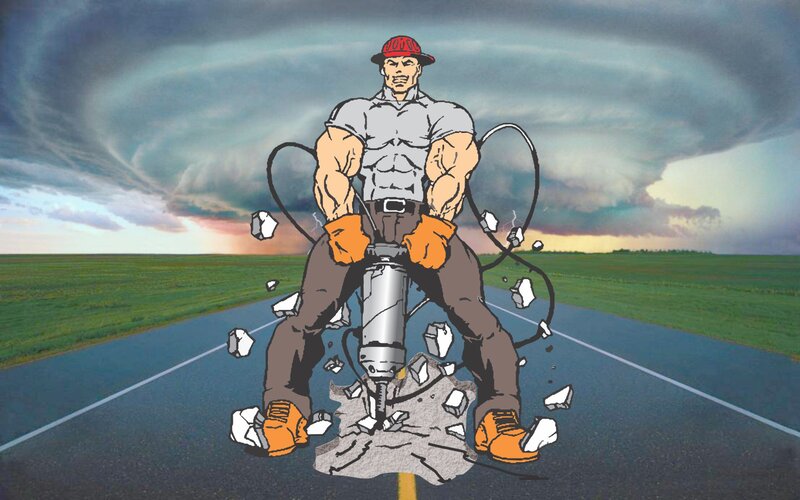 Muscular Man with Jackhammer