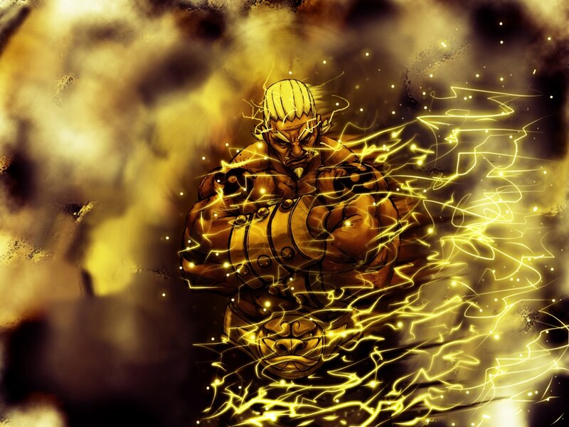 Muscular Man with Lightning — Yellow