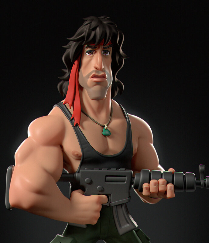 Muscular Man with Rifle — Black