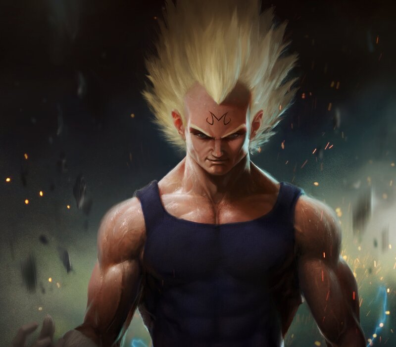 Muscular Man with Spiky Hair — Black