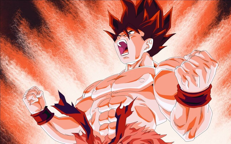 Muscular Man with Spiky Hair — Orange, Dramatic, Anime