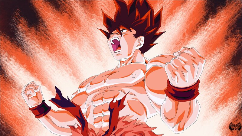 Muscular Man with Spiky Hair — Orange, Dramatic
