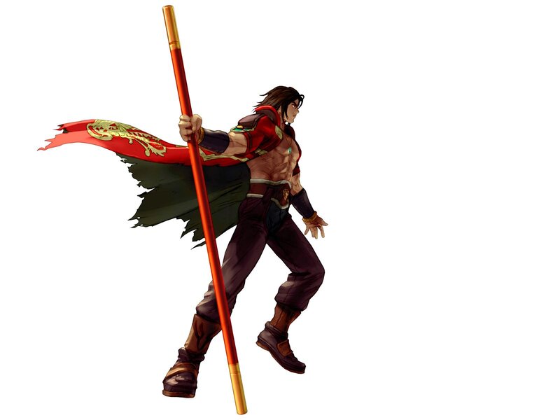 Muscular Man with Staff — Red