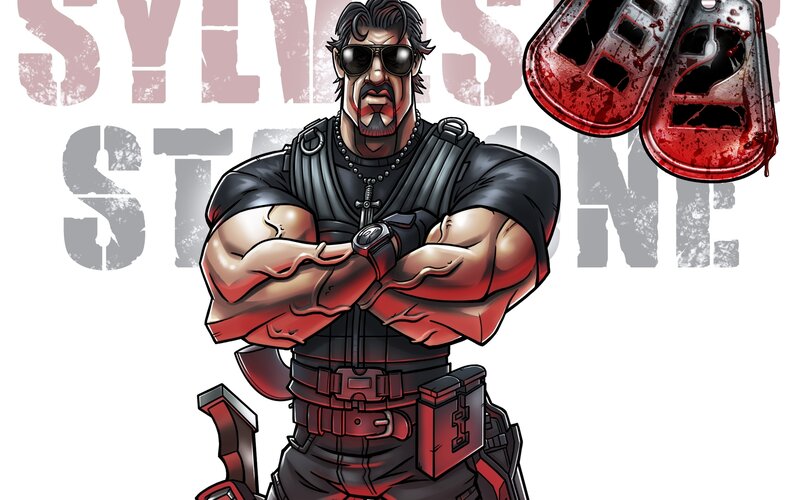 Muscular Man with Sunglasses — Black