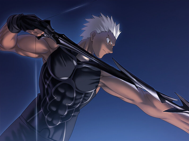 Muscular Man with White Hair — Blue