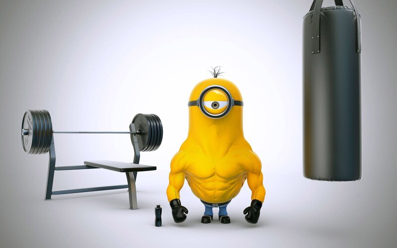 Muscular Minion in Gym — Yellow