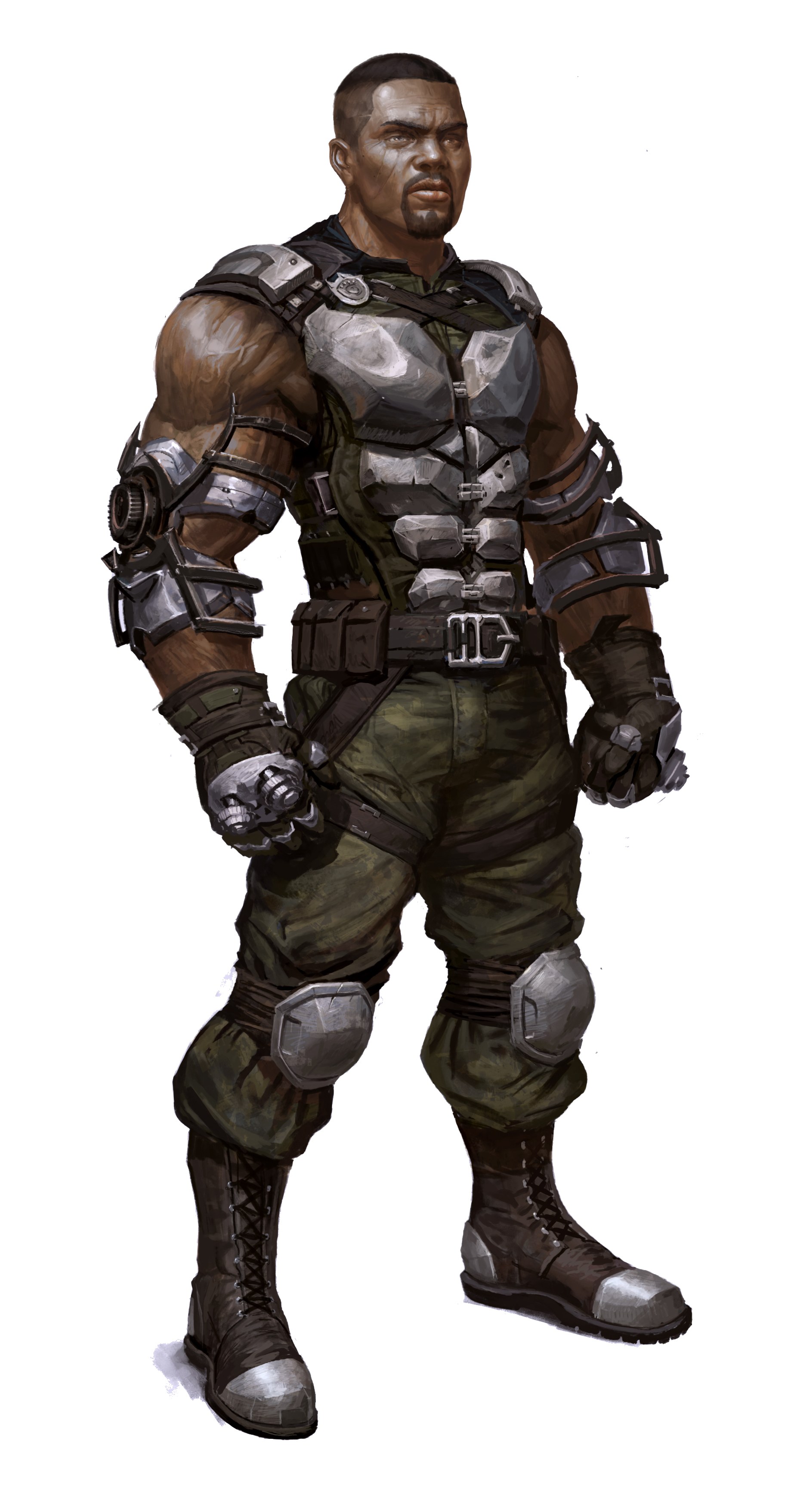 muscular soldier in armor