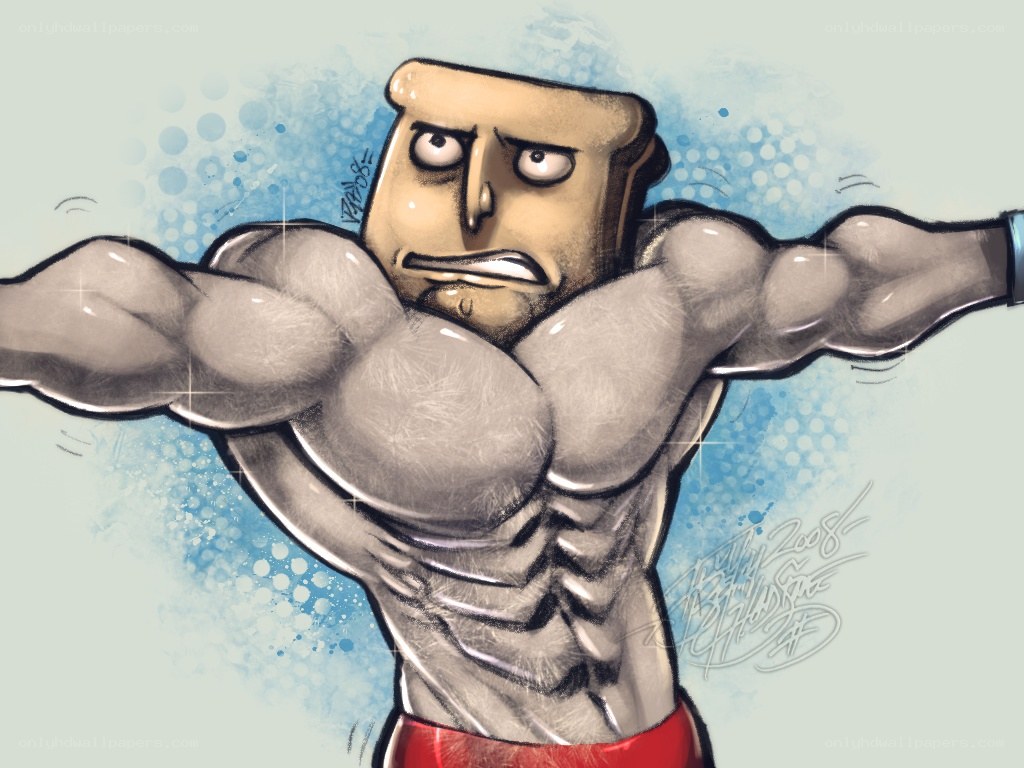 muscular toast character