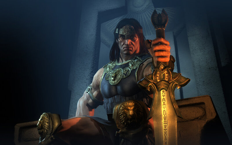 Muscular Warrior Holding Sword