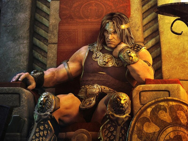 Muscular Warrior on Throne — Brown