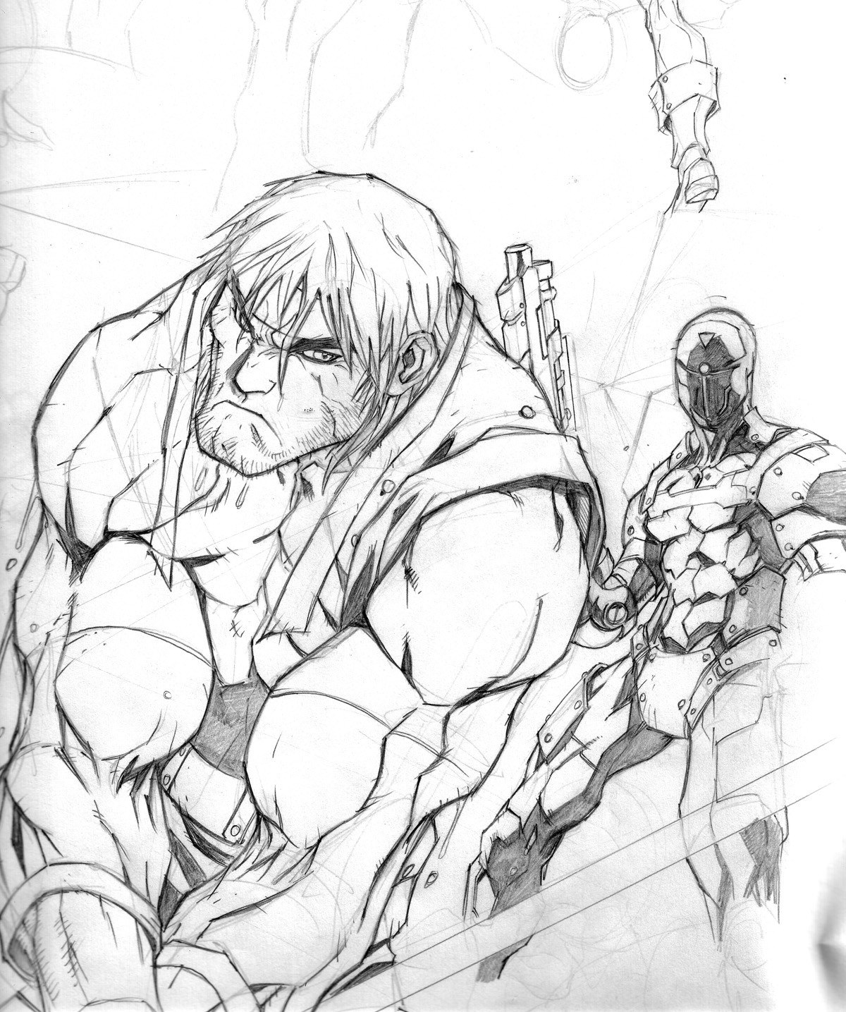 muscular warrior sketch