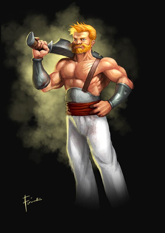 muscular warrior with axe