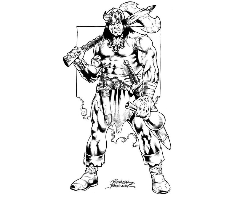 Muscular Warrior with Axe — Black, Dramatic