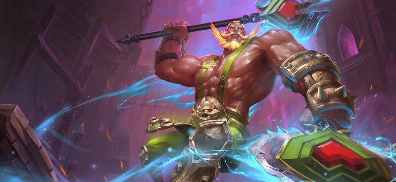 Muscular Warrior with Axe — Purple
