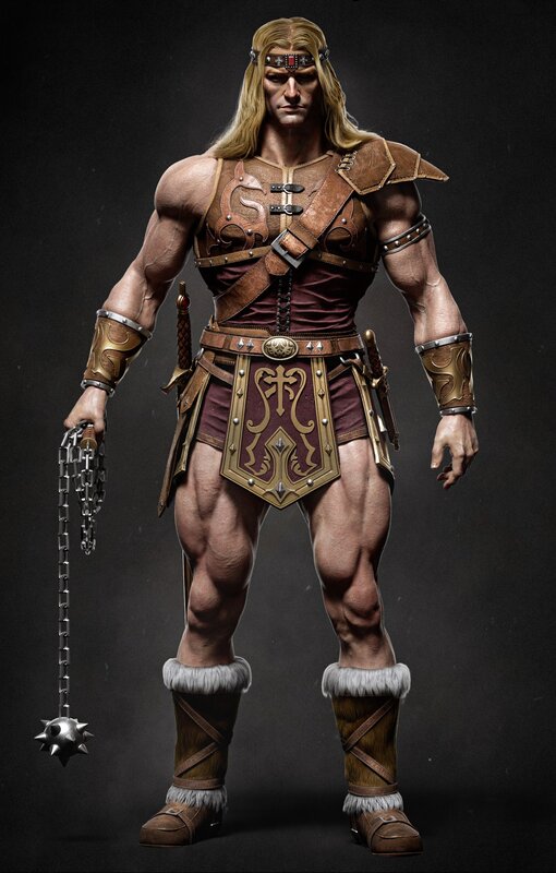 Muscular Warrior with Chain Weapon