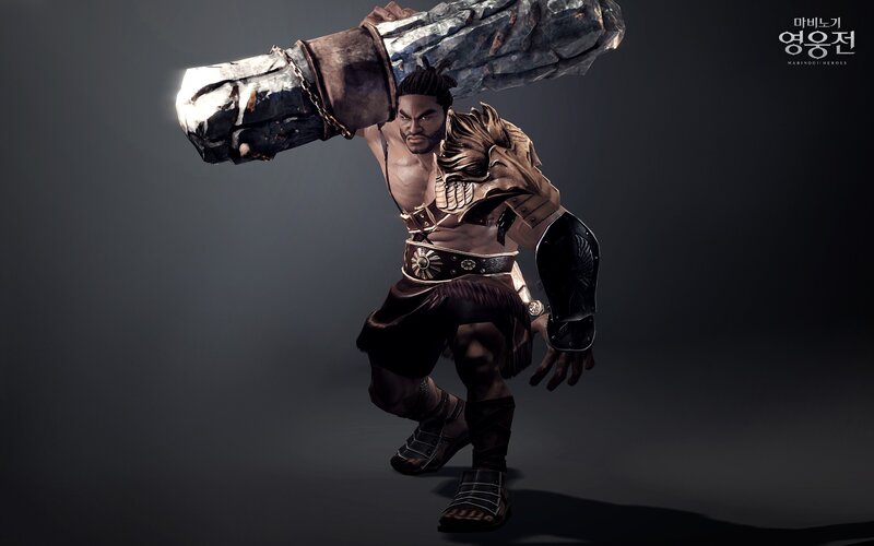 Muscular Warrior with Hammer — Black