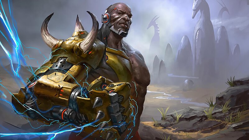 Muscular Warrior with Horns — Gold