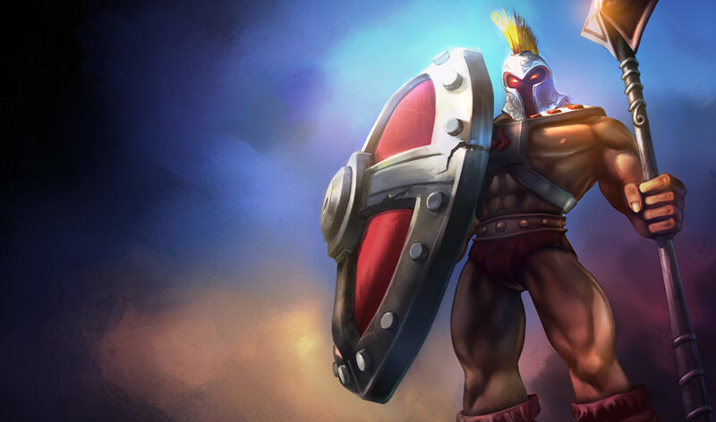 Muscular Warrior with Shield — Blue