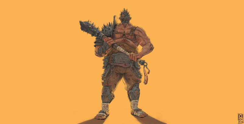 Muscular Warrior with Spiked Club