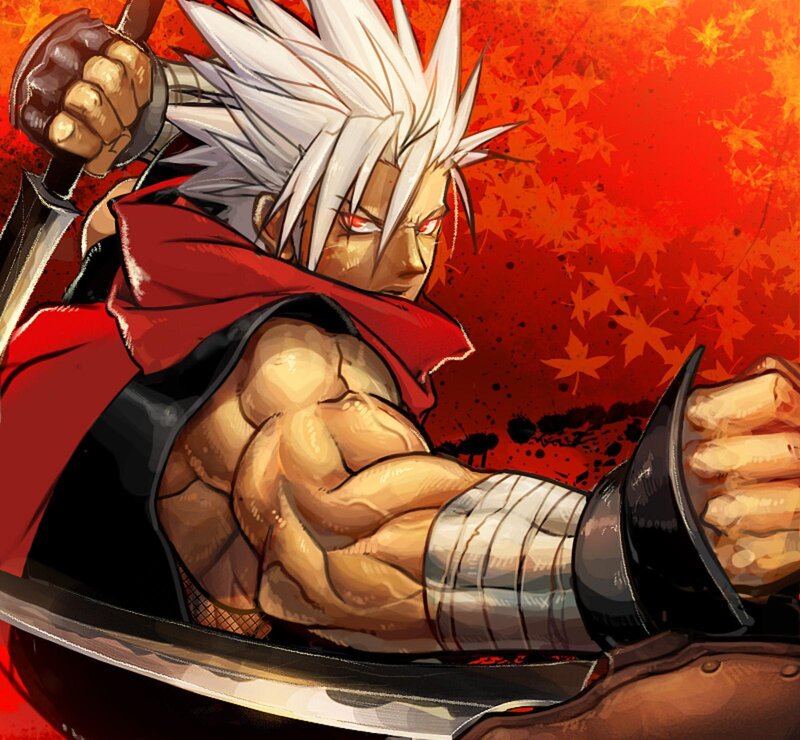 Muscular Warrior with Sword — Red, Dramatic