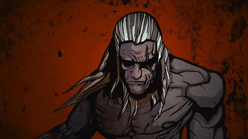 muscular warrior with white hair