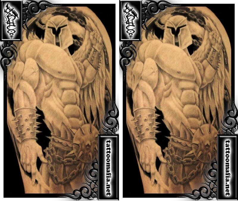 Muscular Warrior with Wings — Black