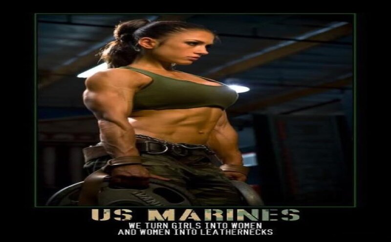 Muscular Woman Lifting Weights — Green