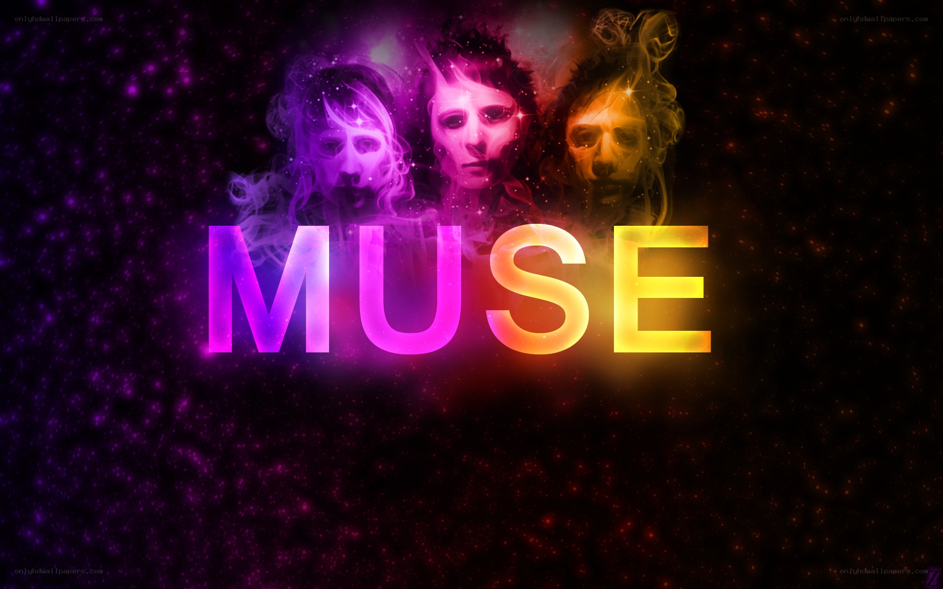 Muse band logo with cosmic background