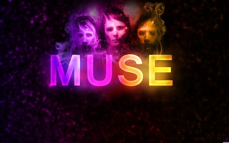 Muse band logo with cosmic background