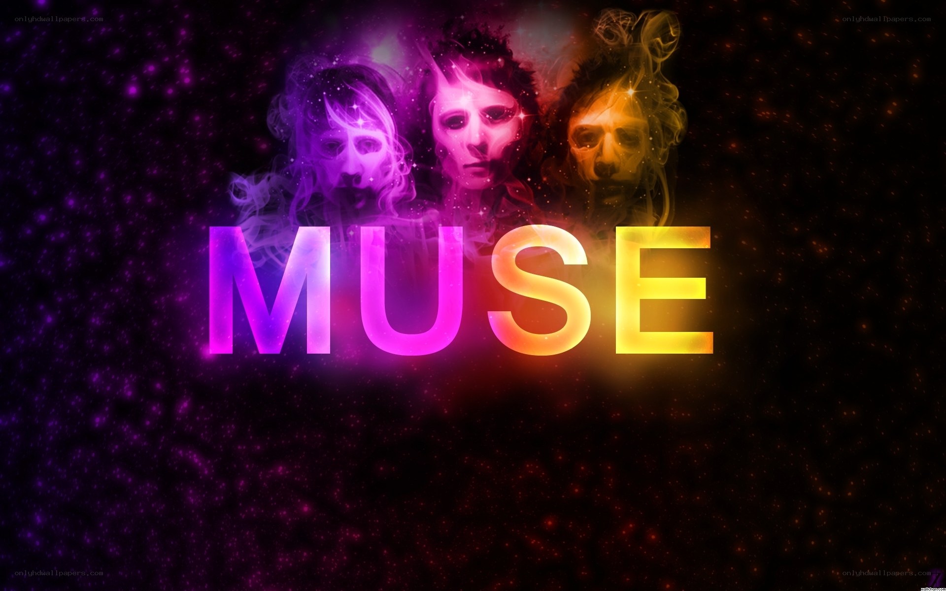 Muse band logo with cosmic background