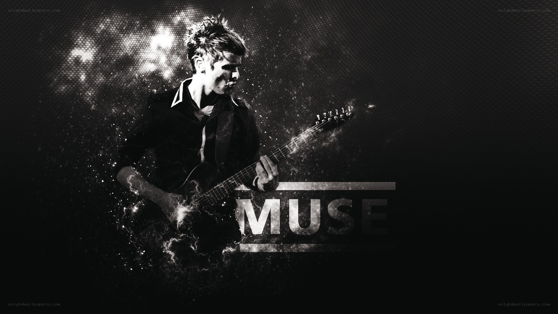 Muse band member playing guitar