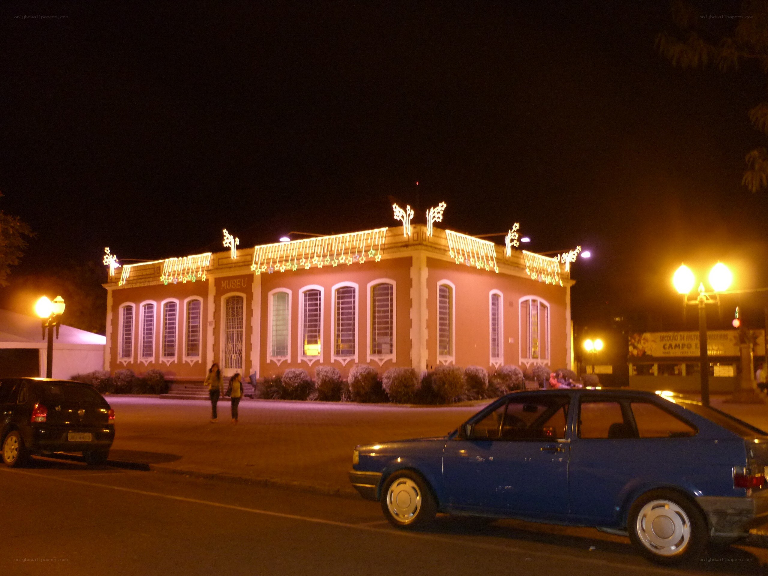 Museum at night with lights