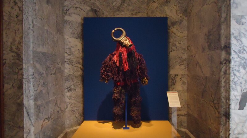 Museum display of ceremonial mask
