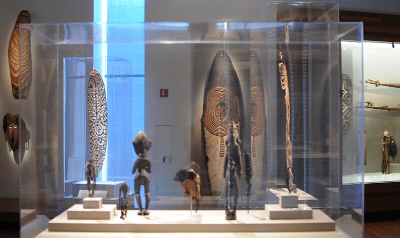 Museum display of tribal artifacts