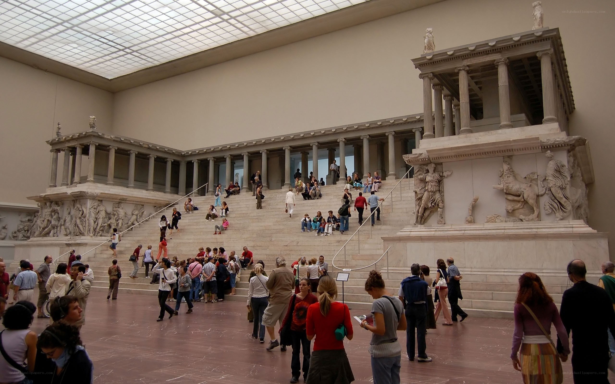 Museum gallery with ancient sculptures
