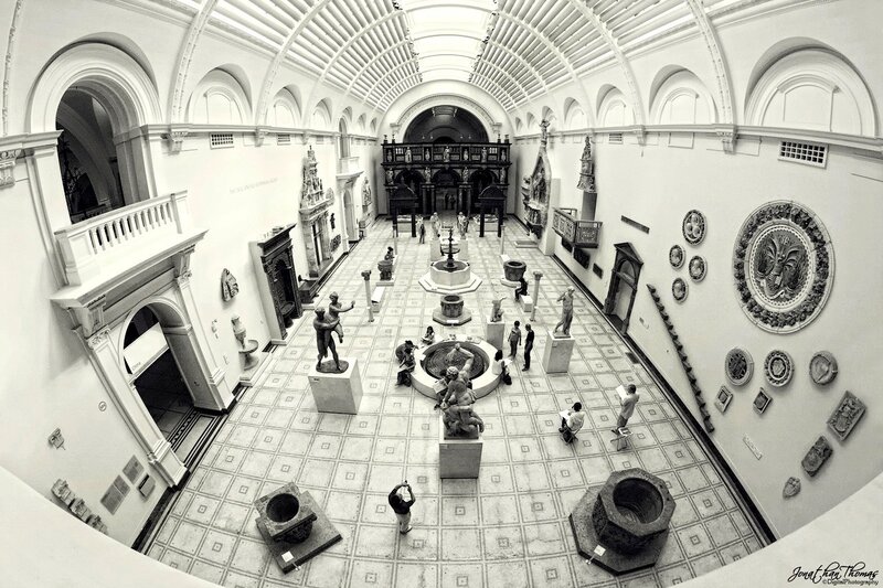 Museum Gallery with Sculptures — Black