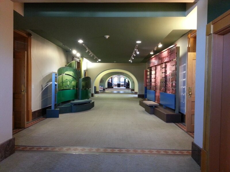 Museum Hallway with Exhibits