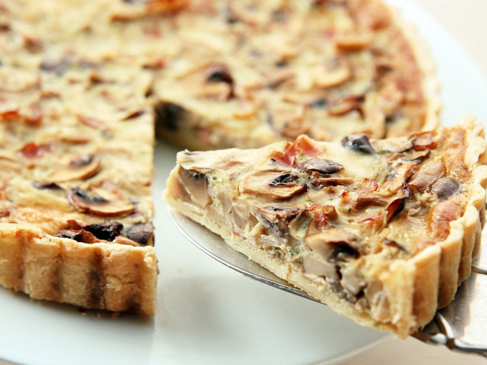 Mushroom and bacon quiche