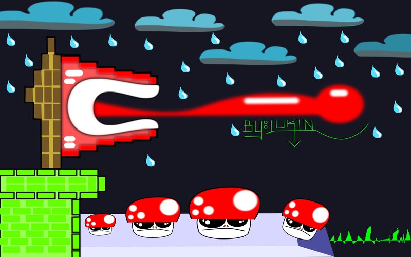 Mushroom Characters in Rain