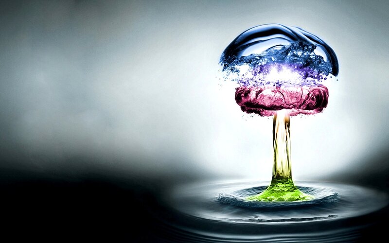 Mushroom Cloud Explosion — Blue, Dramatic