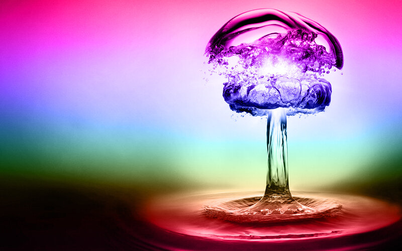 Mushroom Cloud Explosion — Purple, Dramatic