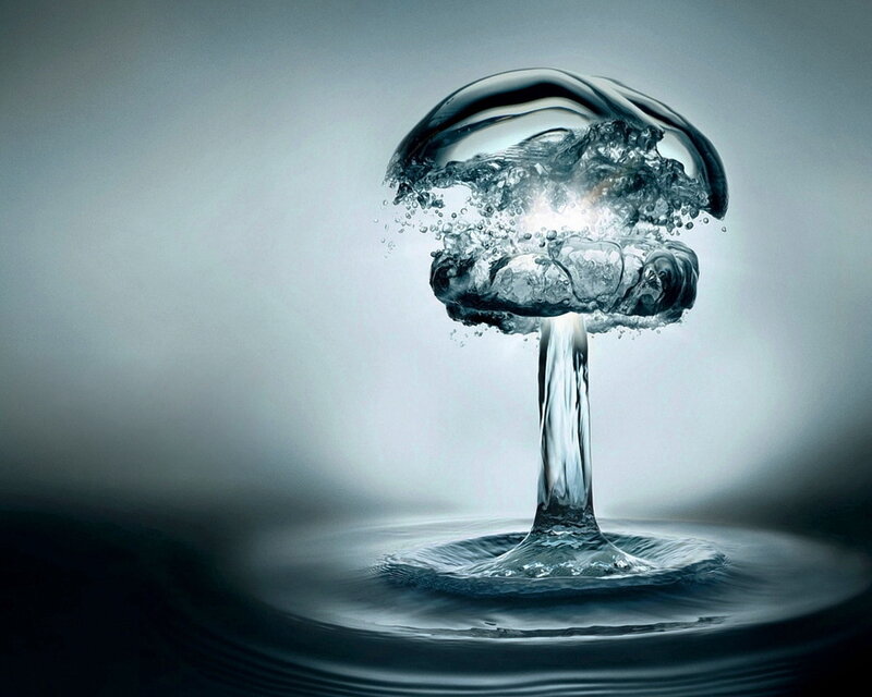 Mushroom Cloud of Water — Blue, Dramatic, Digital Art