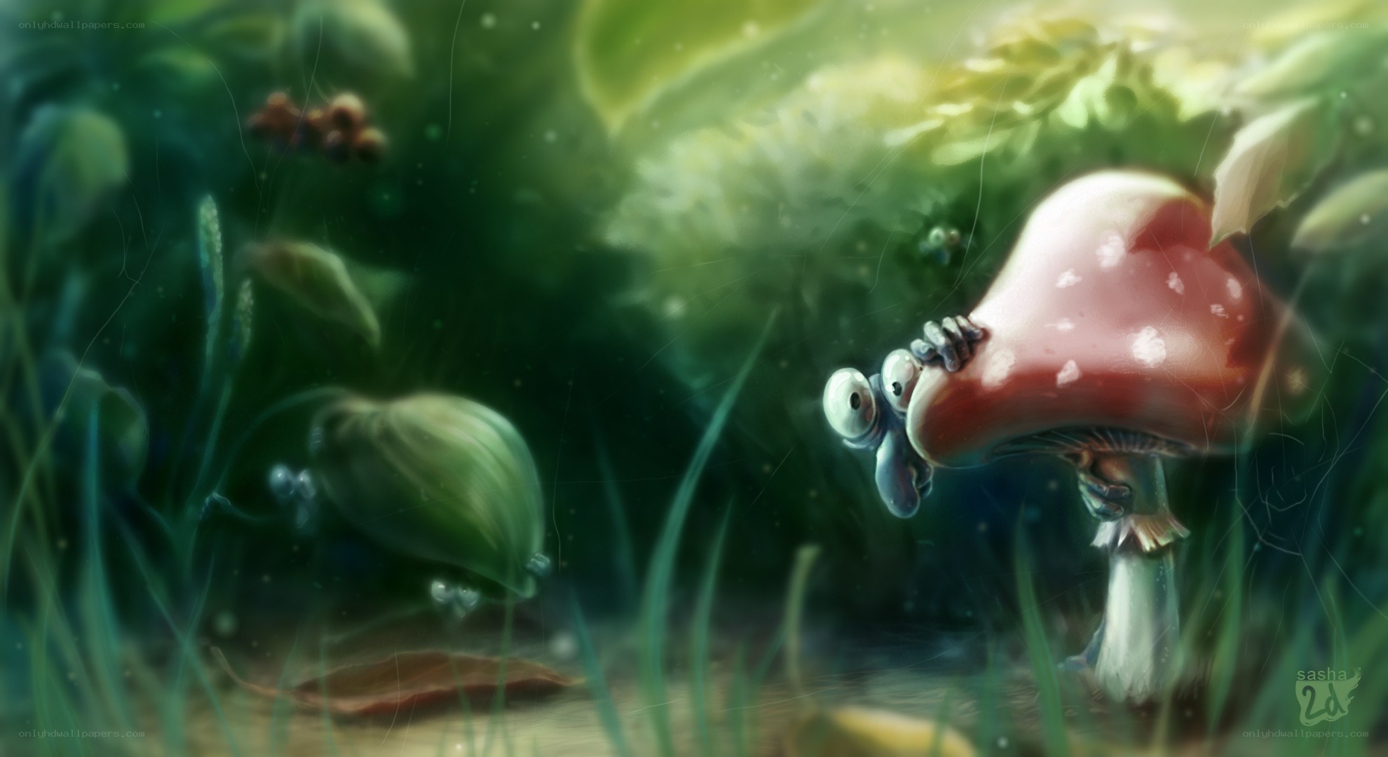 mushroom creature in forest