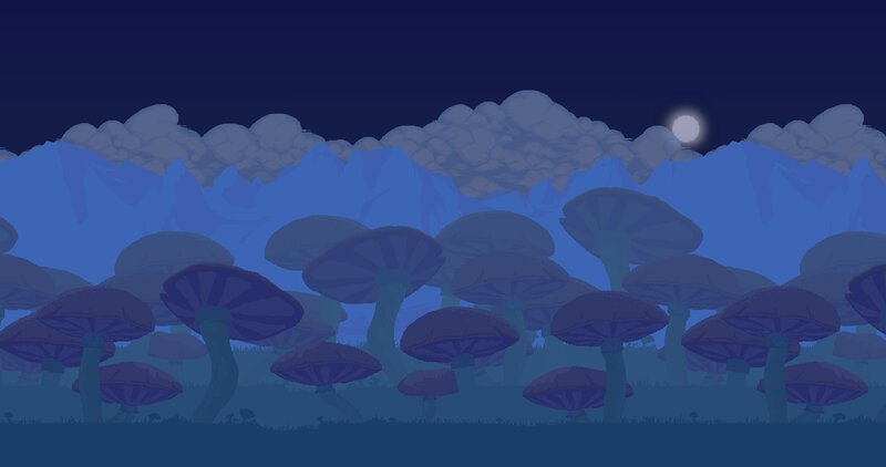 Mushroom Field at Night