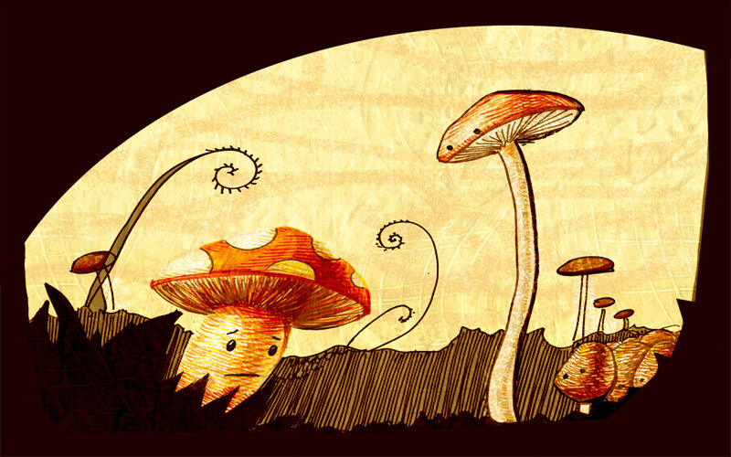Mushroom forest illustration