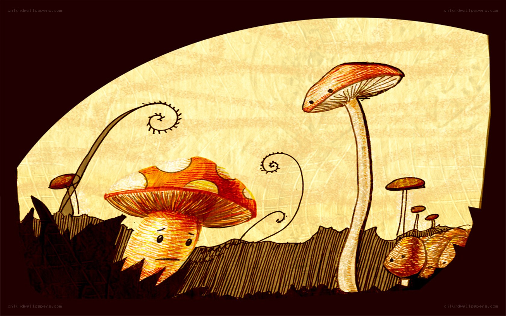 Mushroom forest illustration